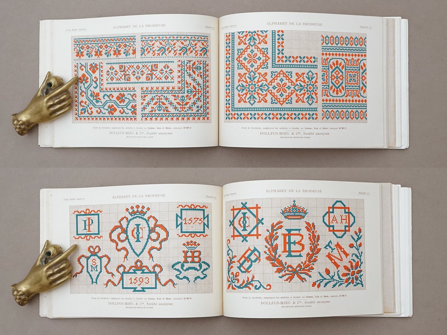 画像11: アンティーク DMC 刺繍図案帳 ALPHABET DE LA BRODEUSE - BIBLIOTHEQUE D.M.C - (11)