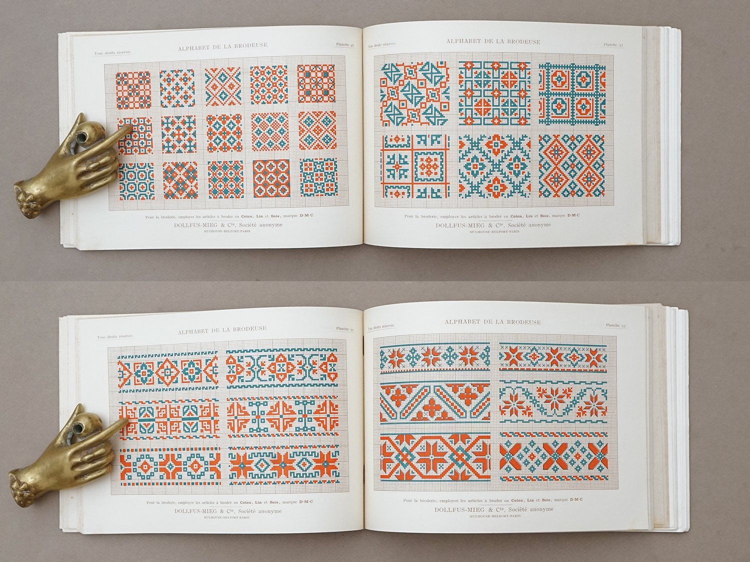 画像10: アンティーク DMC 刺繍図案帳 ALPHABET DE LA BRODEUSE - BIBLIOTHEQUE D.M.C - (10)