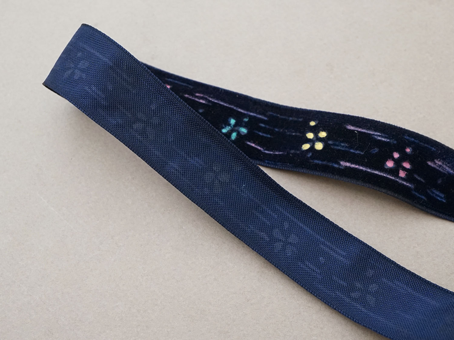 画像5: 未使用 アンティーク 花のハンドペイント ベルベットリボン ダークブルー PON 6537 (5)
