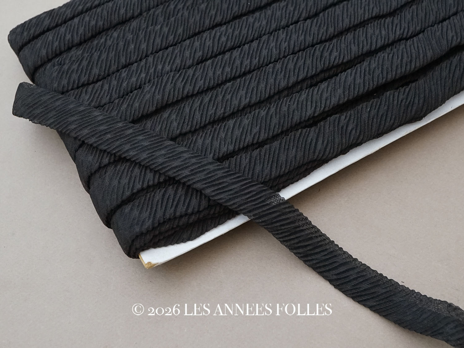 画像1: ＊蚤の市セット＊アンティーク オーガンジーリボン 約20m 黒 (1)