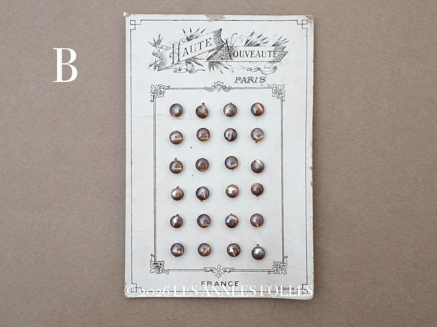 画像7: アンティーク マザーオブパール製 極小 ボタン 5mm 24ピース シェルボタン ブラウン (7)