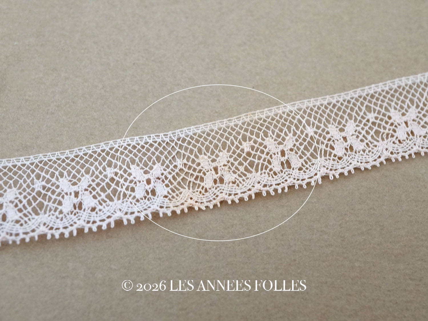 画像3: アンティーク パウダーピンク 花模様のレース 14mm幅 (3)