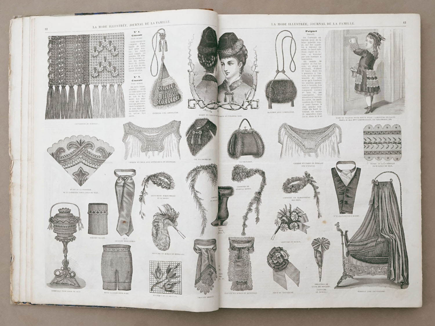 画像6: ＊蚤の市＊1878年 アンティーク 本 モード新聞 1年分 ファッションプレートブック LA MODE ILLUSTREE (6)