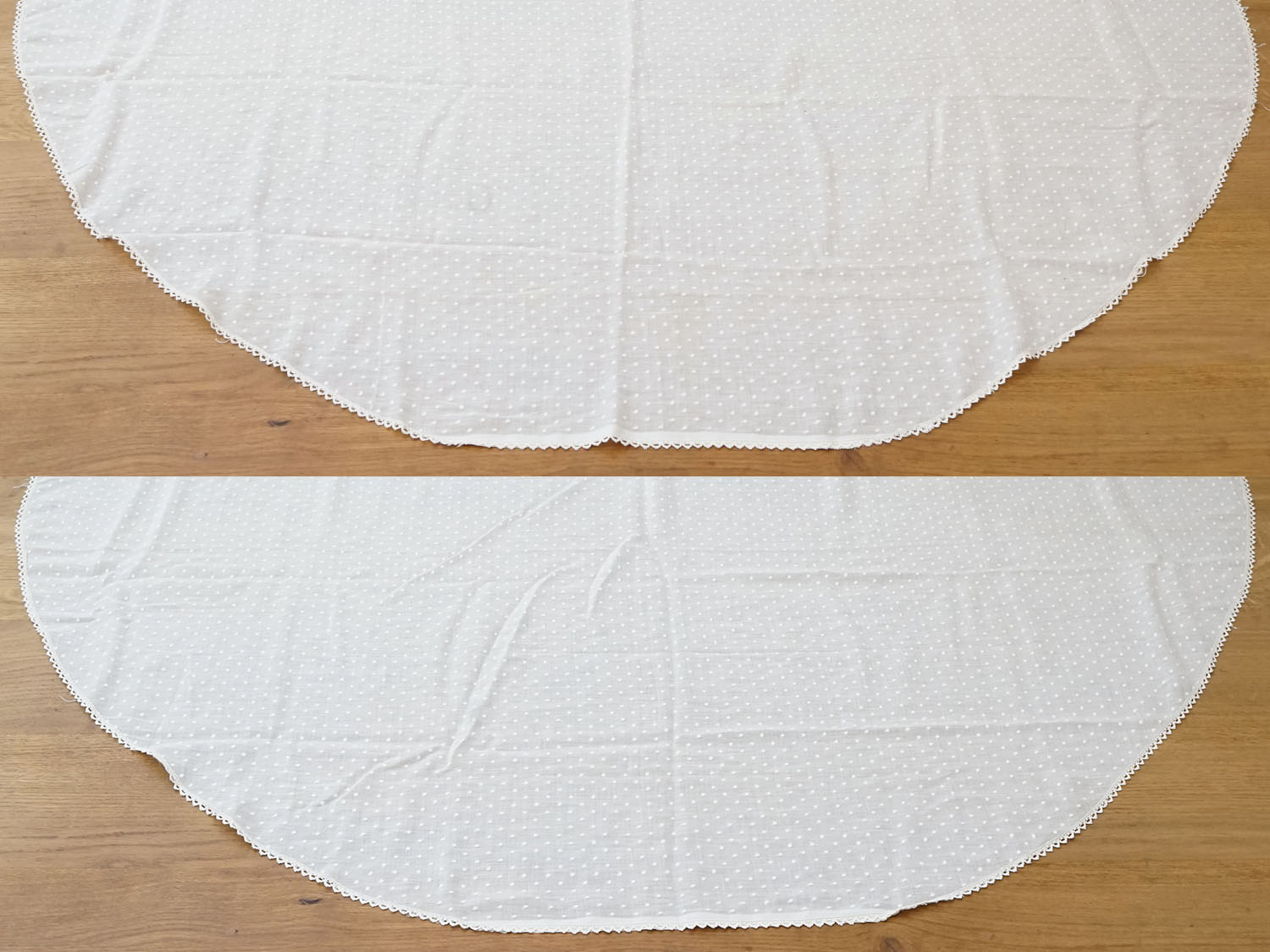 画像14: アンティーク  ドット刺繍入り コットンオーガンジー オフホワイト ファブリック テーブルクロス (14)