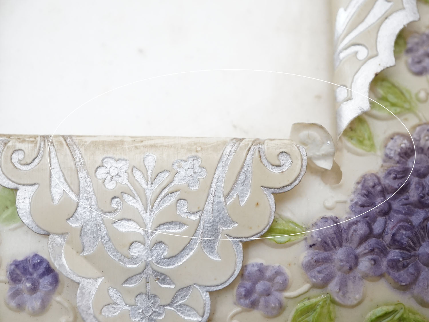 画像4: ＊蚤の市＊ セルロイドのフォトフレーム 紫の花 ヘリオトロープ (4)