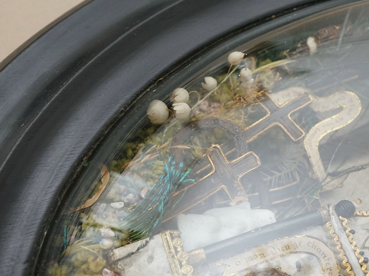 画像10: 19世紀 アンティーク ルリケール 大きなガラスドーム 遺物 44.6×35cm (10)