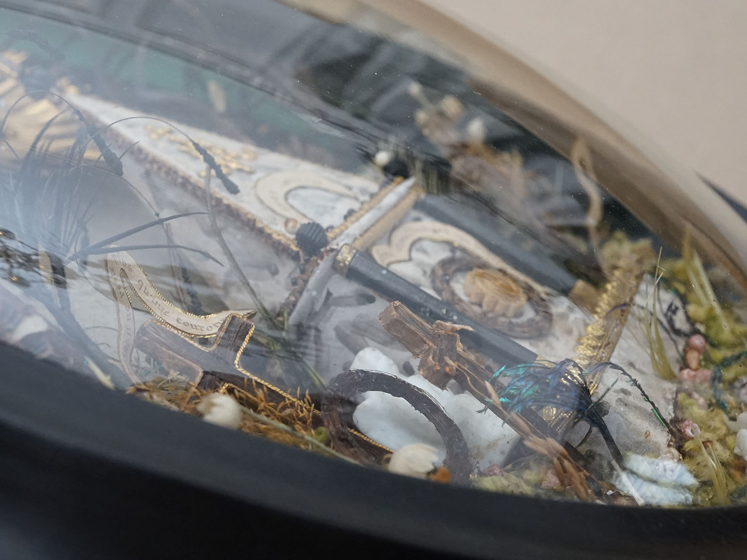 画像14: 19世紀 アンティーク ルリケール 大きなガラスドーム 遺物 44.6×35cm (14)