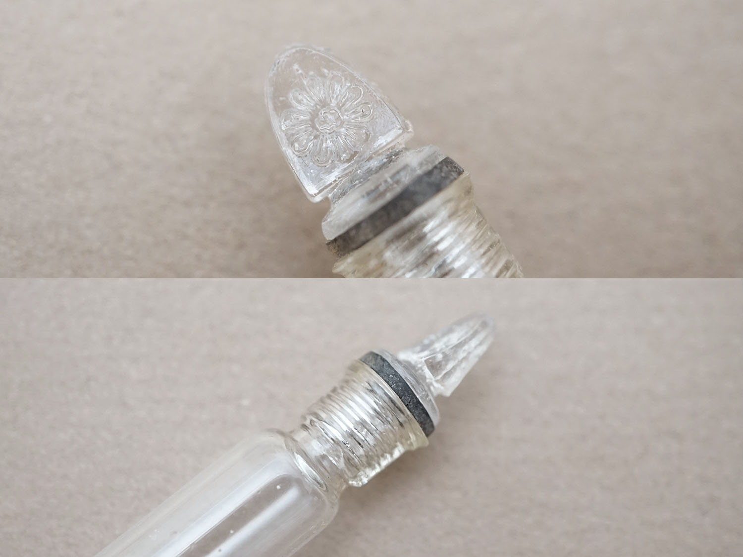 画像2: アンティーク 花模様の栓付き 携帯用 小さなパフュームボトル  (2)