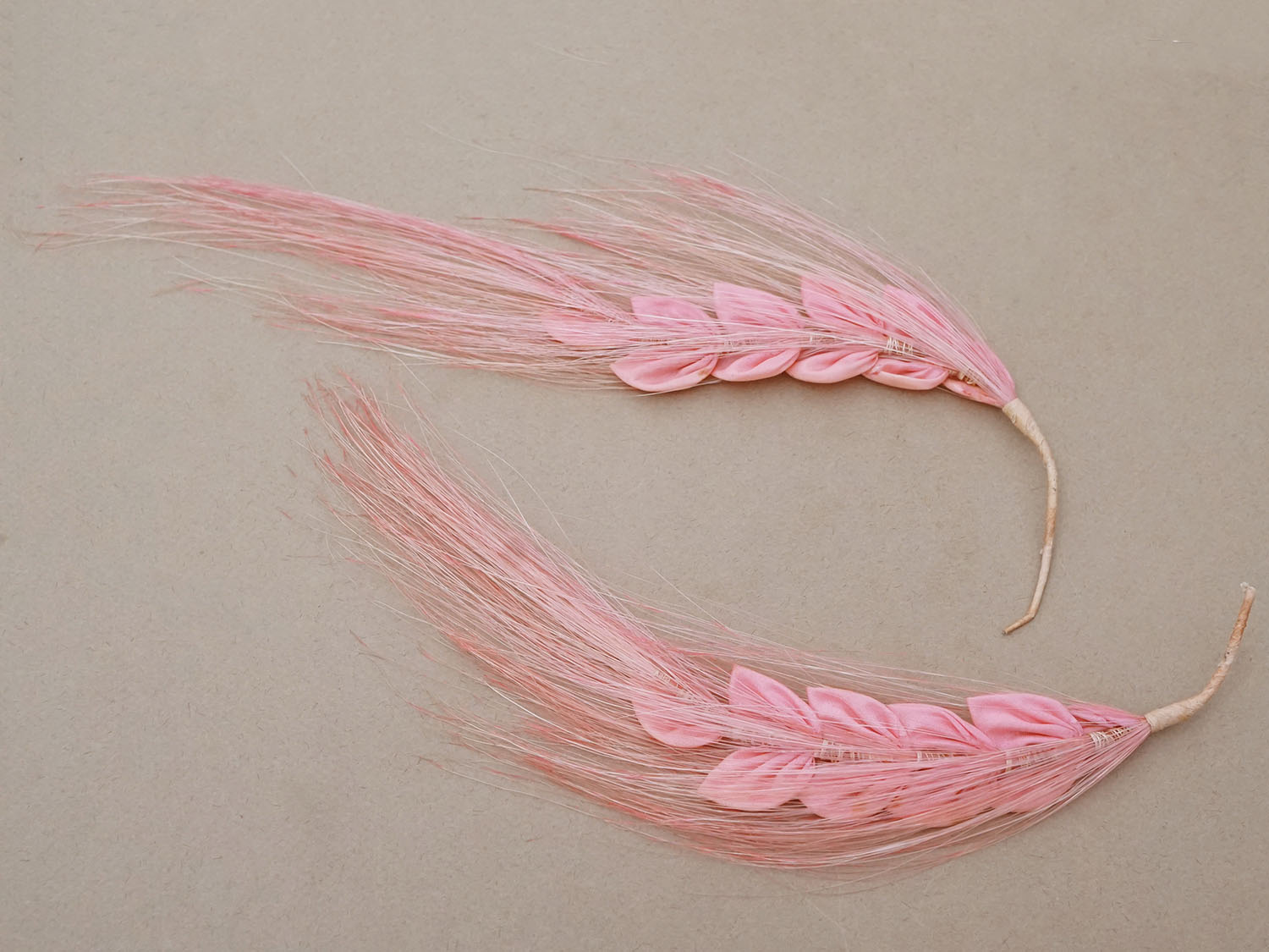 画像2: ＊蚤の市＊アンティーク  帽子用 フェザー ピンク 2点セット (2)