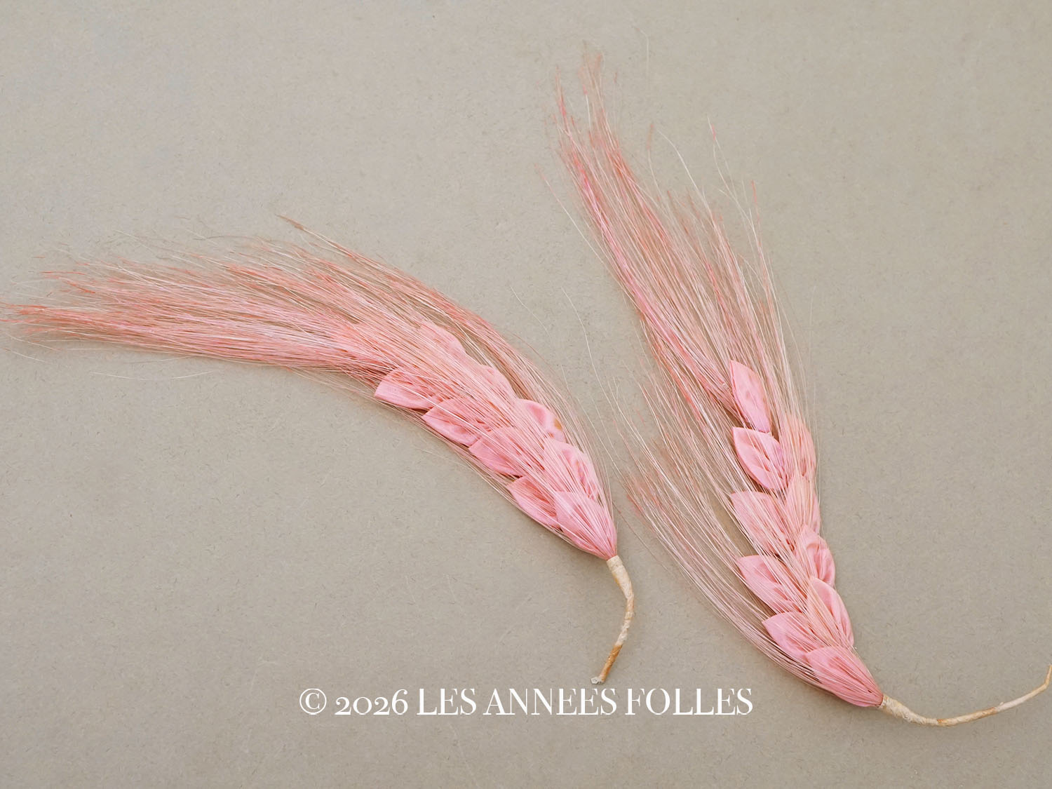 画像1: ＊蚤の市＊アンティーク  帽子用 フェザー ピンク 2点セット (1)