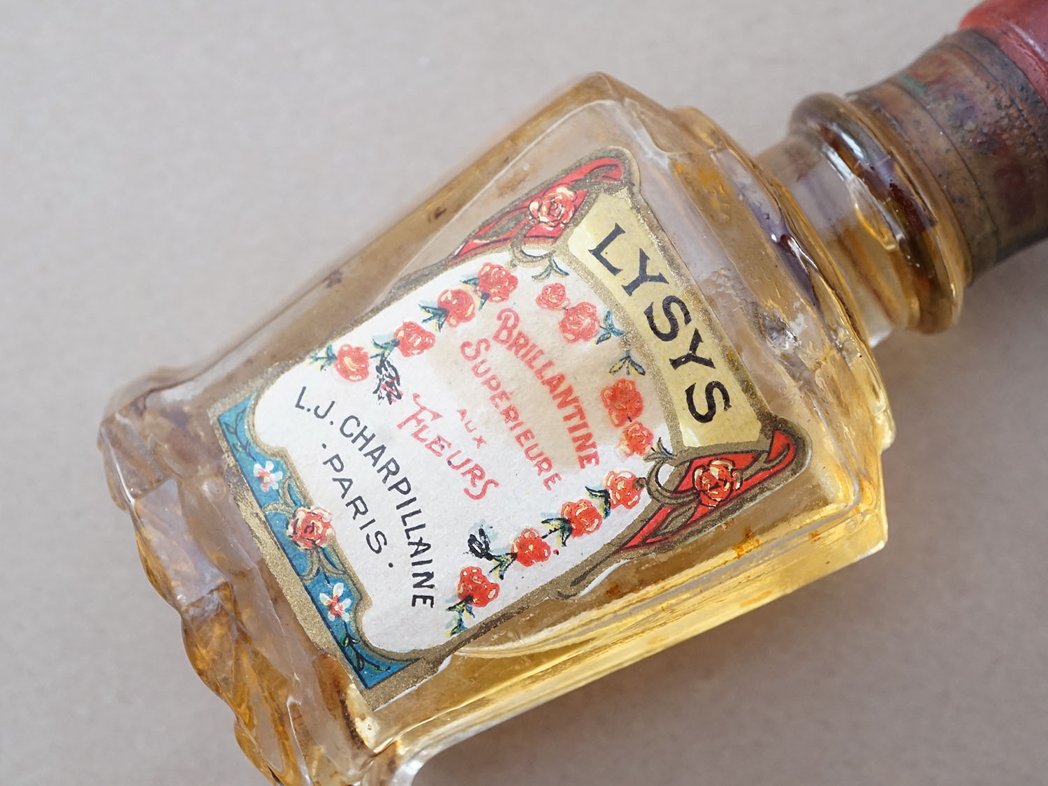 画像4: ＊蚤の市＊未開封 アンティーク 香水瓶　パフュームボトル LYSYS BRILLANTINE SUPERIEURE AUX FLEURS  - L.J.CHARPILLAINE PARIS - (4)