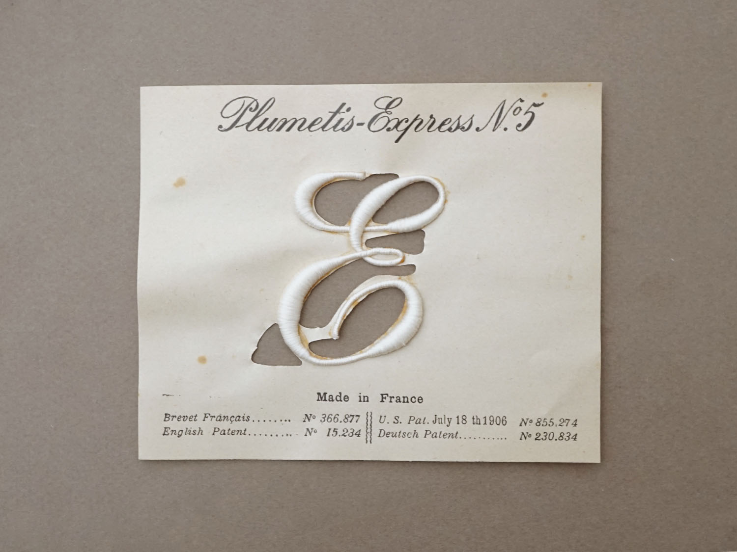 画像3: 1900年頃 アンティーク 箱入り イニシャルシート モノグラム 3シート【E】-N°5- INITIALES BRODEES PLUMETIS-EXPRESS (3)