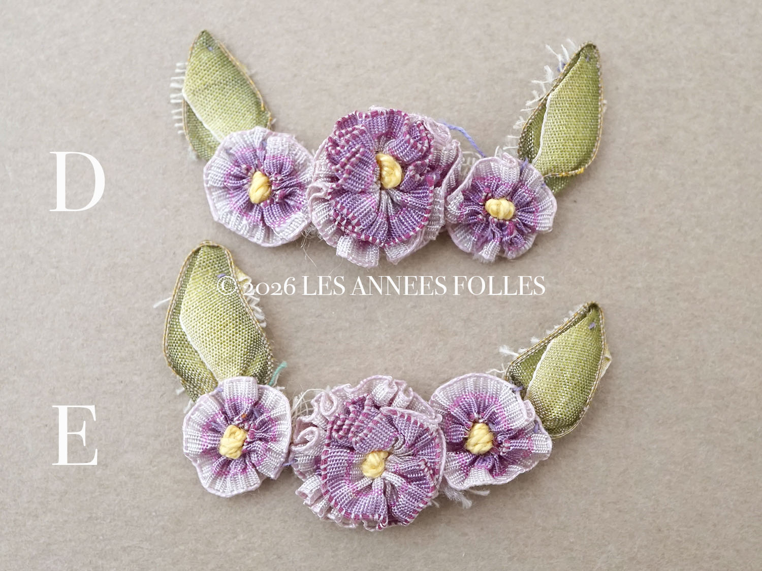 画像8: アンティーク シルク製 小さなロココモチーフ 紫色 (8)