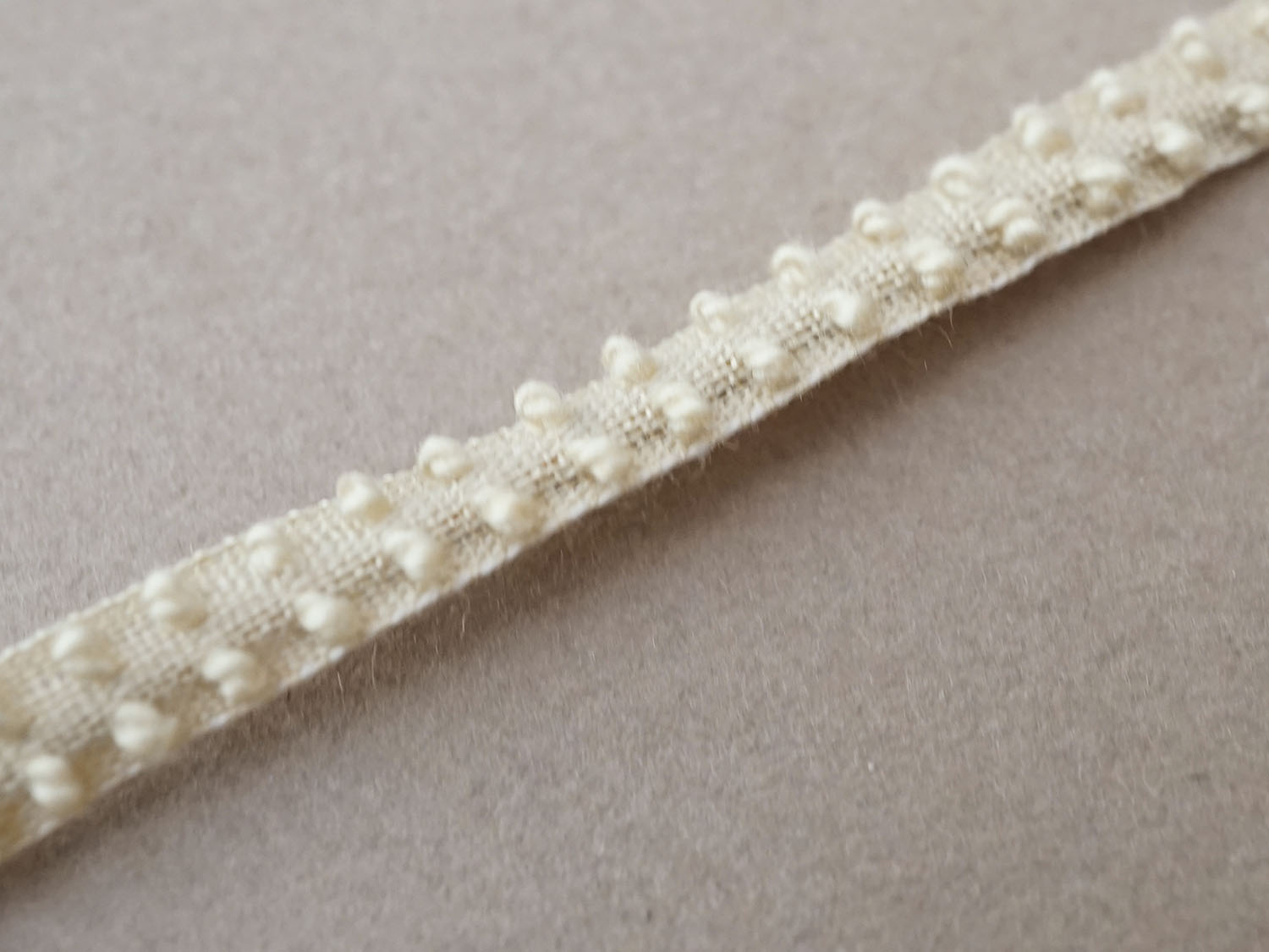 画像5: アンティーク  ドットのリネントリム カーキベージュ 5mm幅  (5)