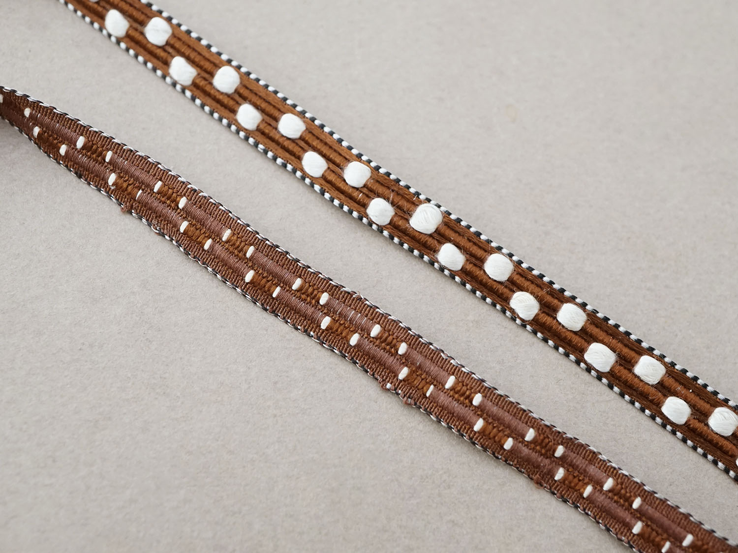 画像3: アンティーク トリム ドット刺繍  ホワイト＆ブラウン&黒  8mm幅 1.65m  (3)