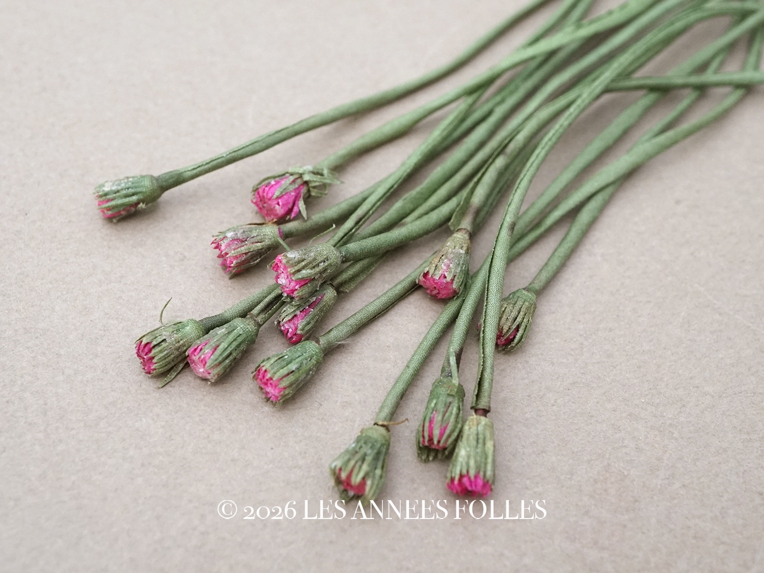 画像1: アンティーク 布花 デイジーの蕾 (1)