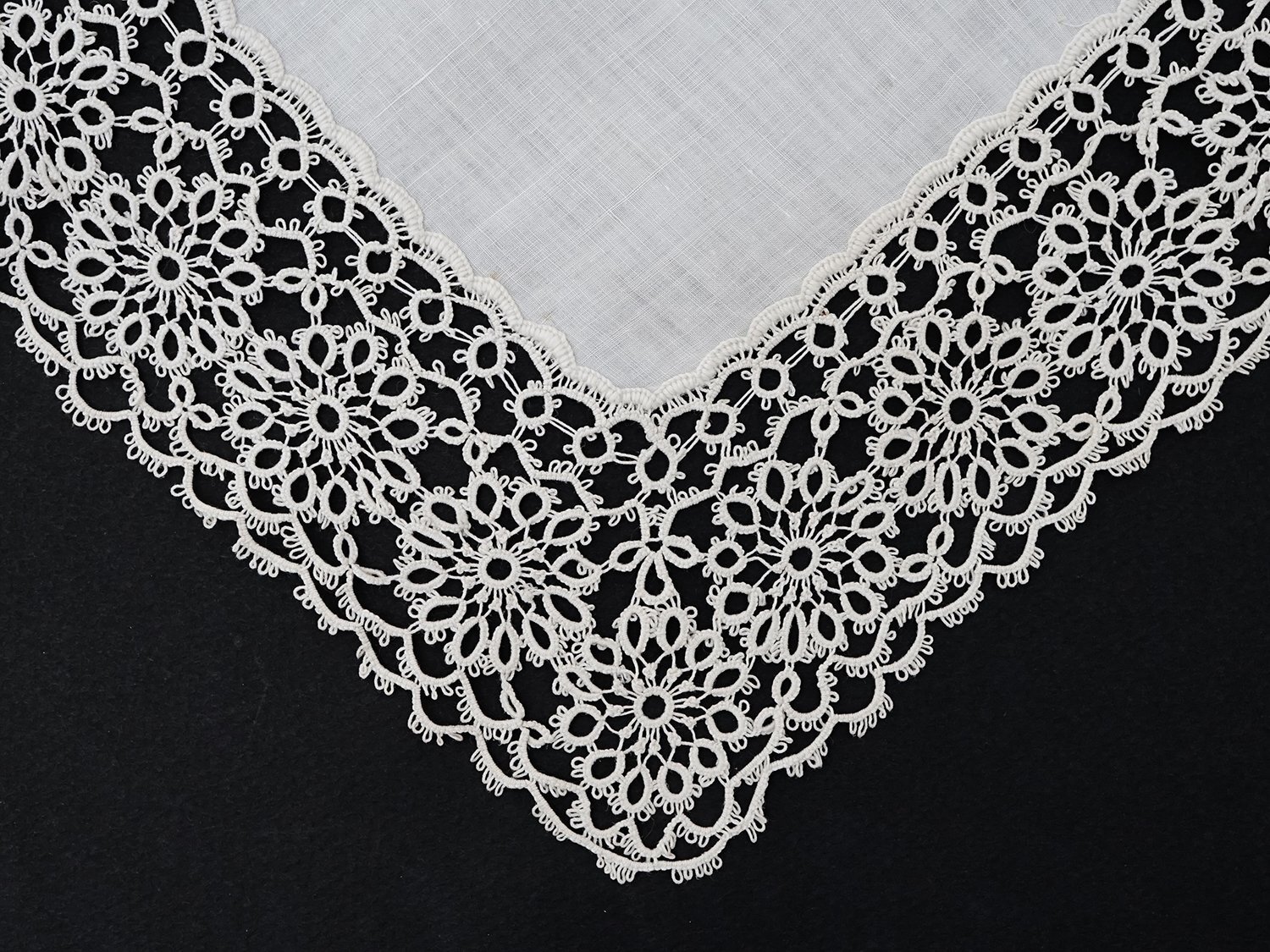 画像7: アンティーク タティングレースのハンカチ  (7)