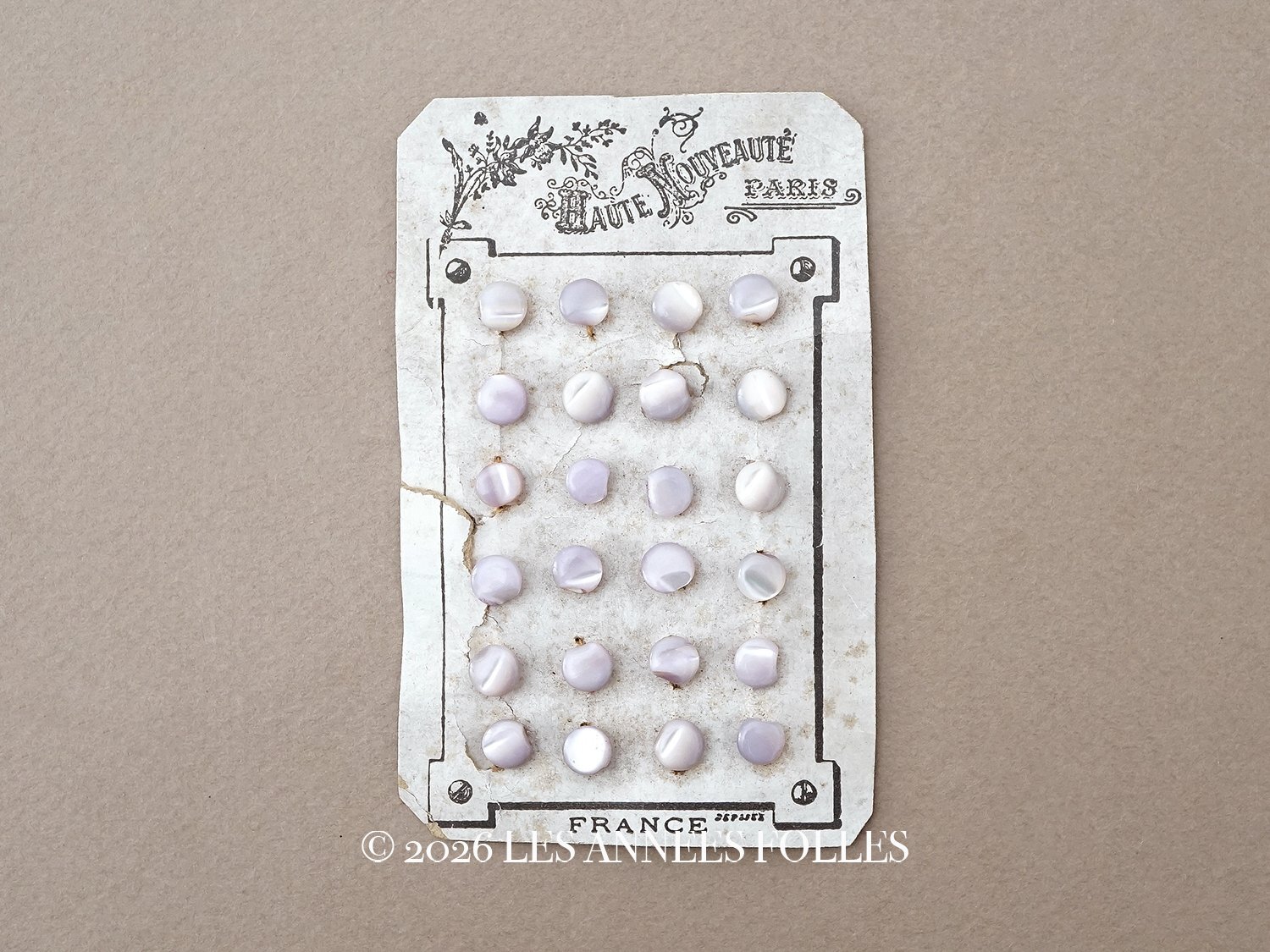 画像1: アンティーク マザーオブパール製 ボタン ホワイトパープル 6.5mm 24ピース シェルボタン  (1)