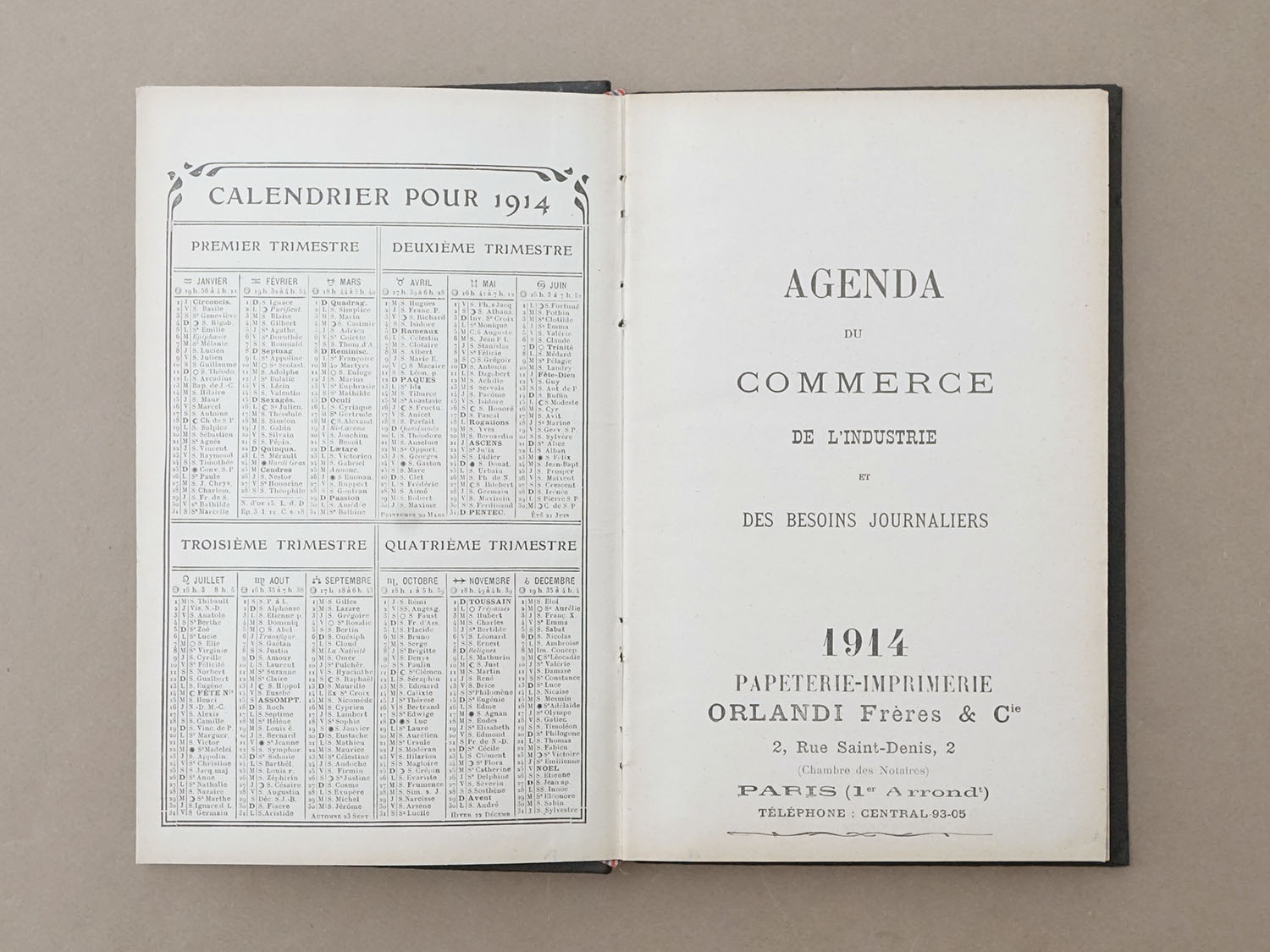 画像6: ＊蚤の市＊1914年 アンティーク 未使用の手帳 スケジュール帳 AGENDA 1914 (6)