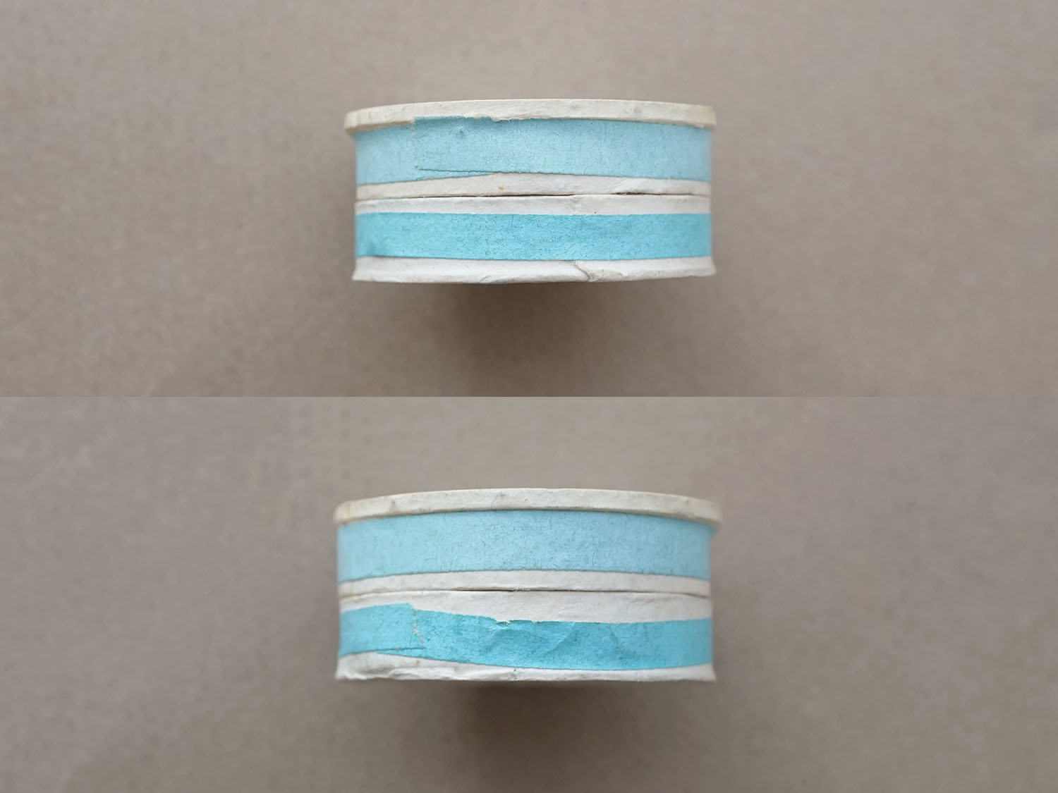 画像3: 1900年頃 アンティーク ガラスの蓋の小さな紙箱 水色 (3)