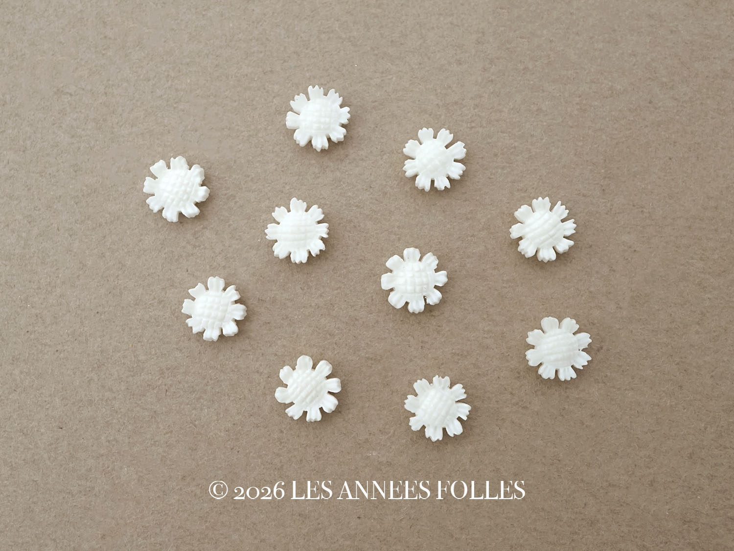 画像1: アンティーク 極小 デイジーのジュエリーパーツ 10ピースのセット 5.5mm 手彫り イボワリヌ  (1)