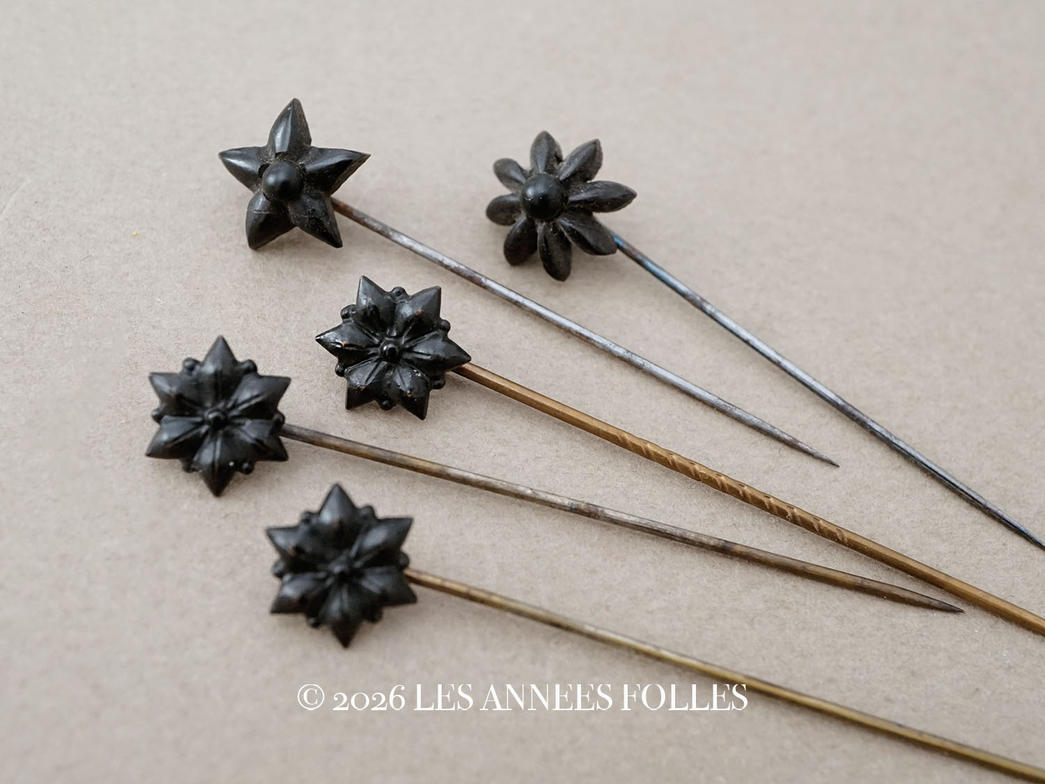 画像1: ＊蚤の市セット＊19世紀末 アンティーク 花のエパングル 5点セット (1)