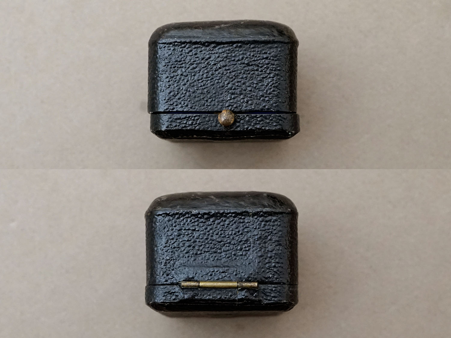 画像7: 19世紀末 アンティーク 本革製 ジュエリーボックス  リングボックス 黒 (7)