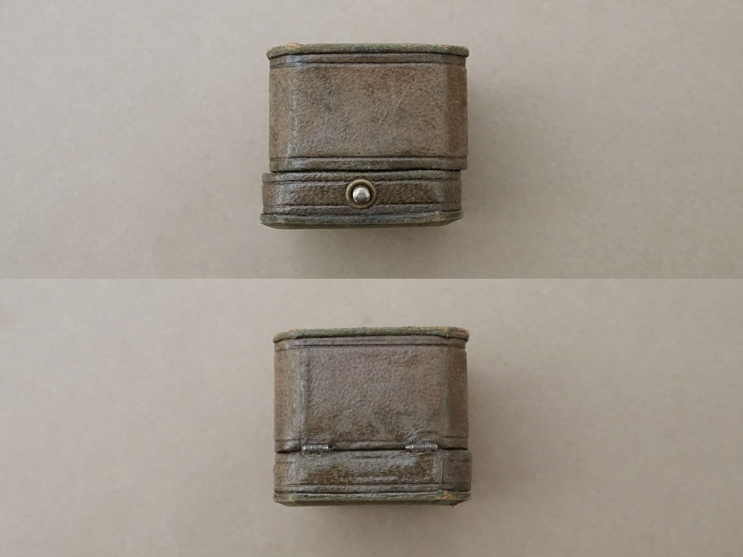 画像7: アンティーク 本革製 リングボックス モスグリーン ジュエリーボックス  (7)