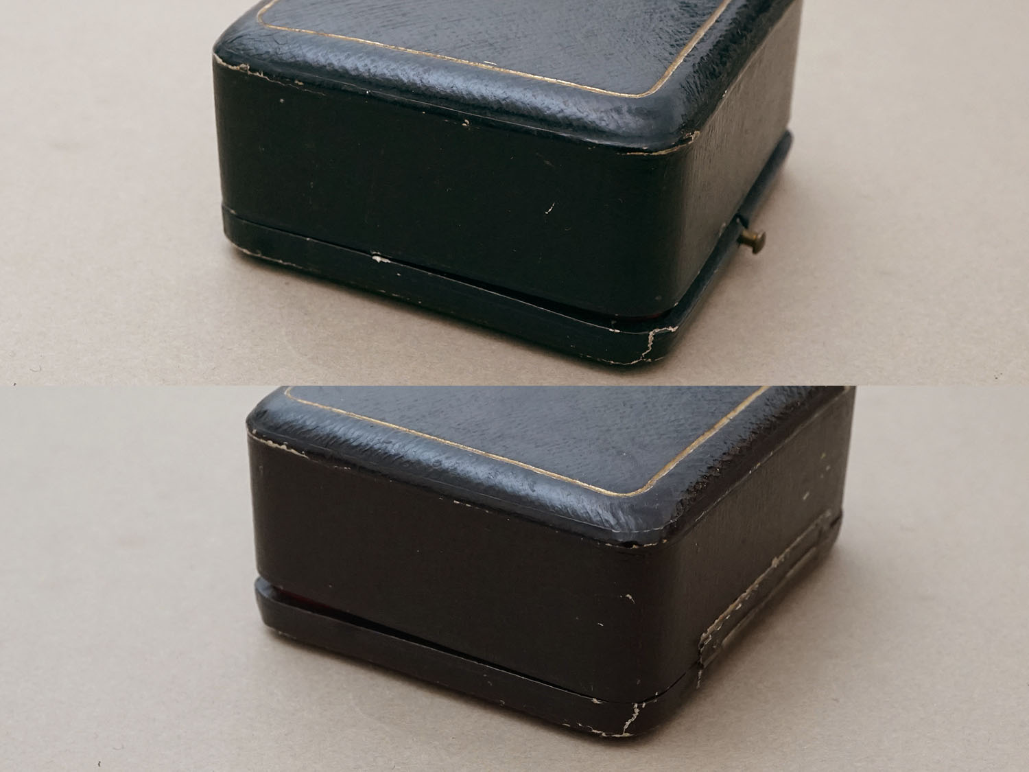 画像8: 19世紀末 アンティーク 本革製 ジュエリーボックス  黒 イニシャル入り ブレスレット用  (8)