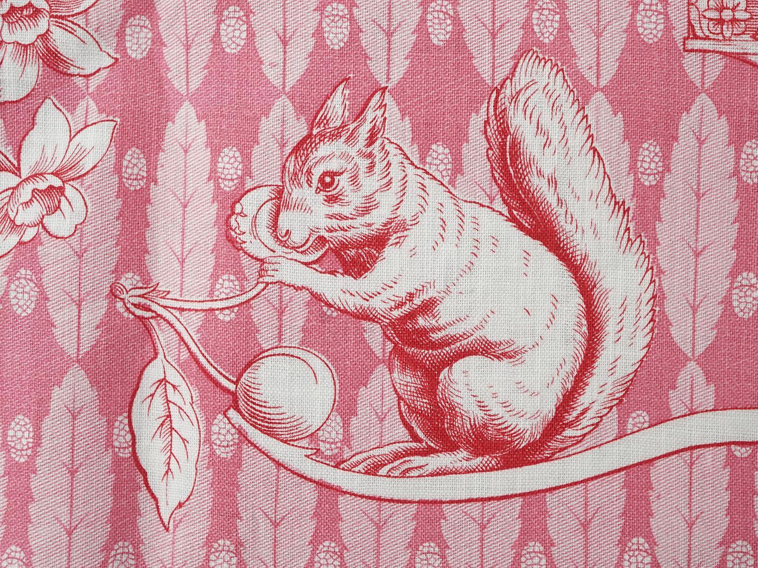 画像8: 未使用 1900年頃 アンティーク 天使＆栗鼠＆蝶々 コットン製ファブリック  200×78cm (8)