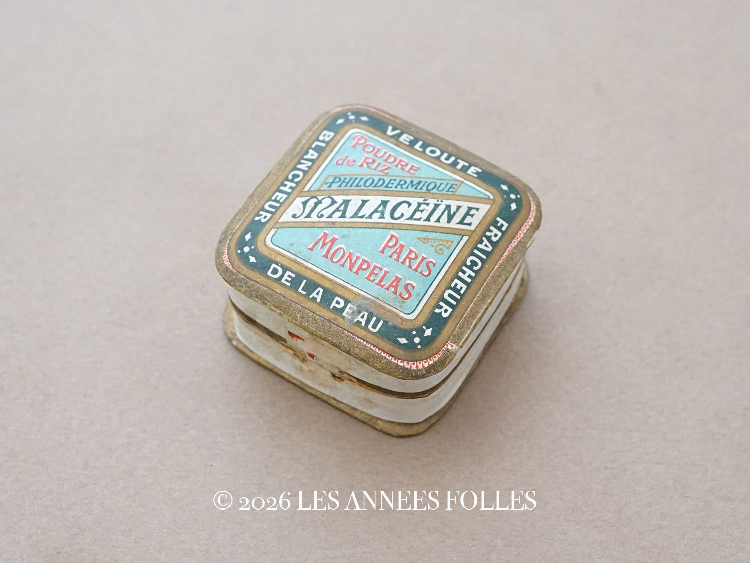 画像1: アンティーク 小さなパウダーボックス POUDRE DE RIZ MALACEINE - MONPELAS PARIS - (1)