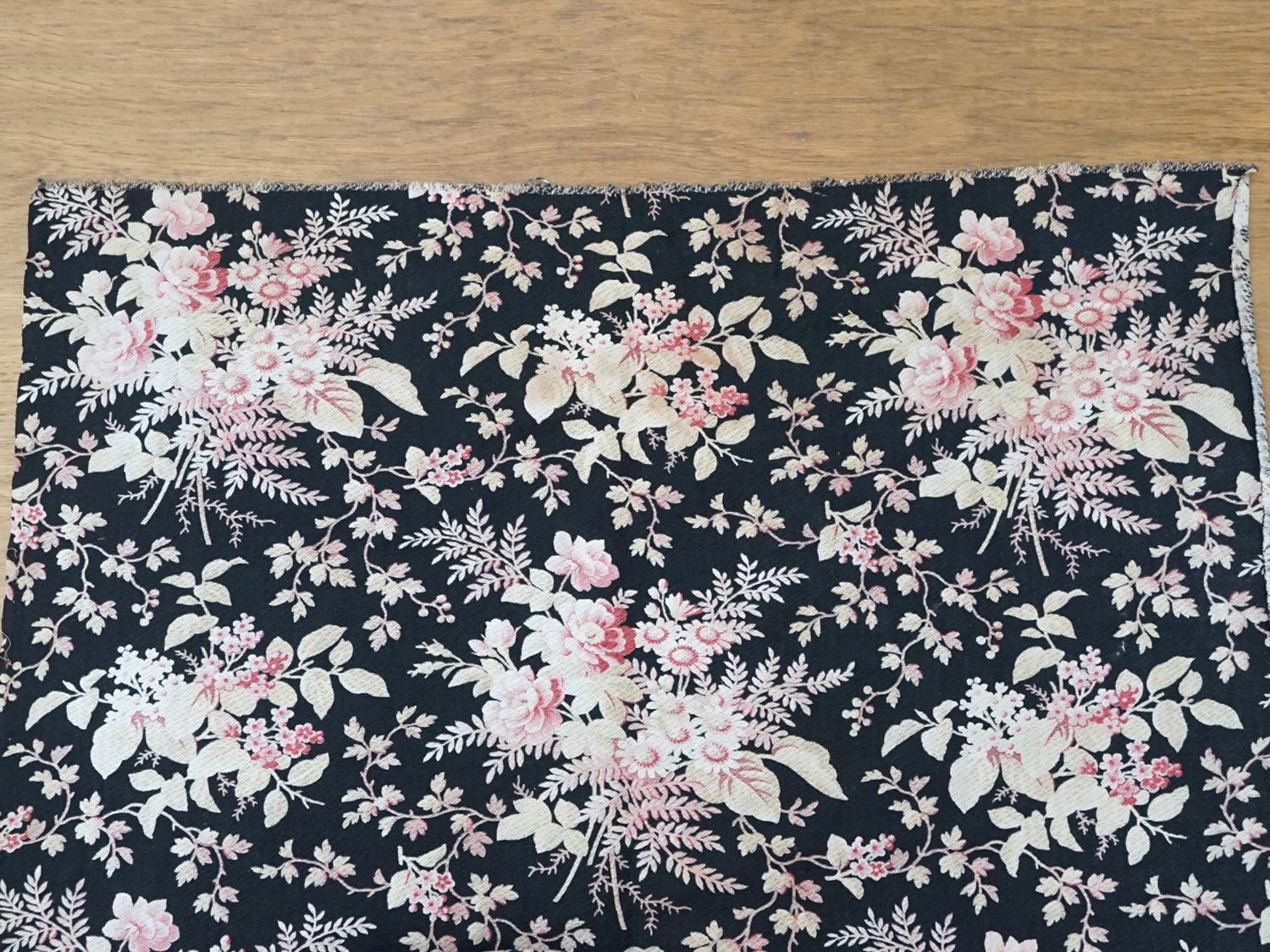 画像14: 19世紀末 アンティーク ナポレオン3世時代 コットン ファブリック 花模様  205 × 80cm (14)