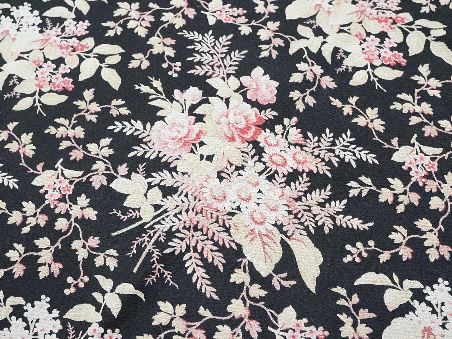 画像2: 19世紀末 アンティーク ナポレオン3世時代 コットン ファブリック 花模様  205 × 80cm (2)