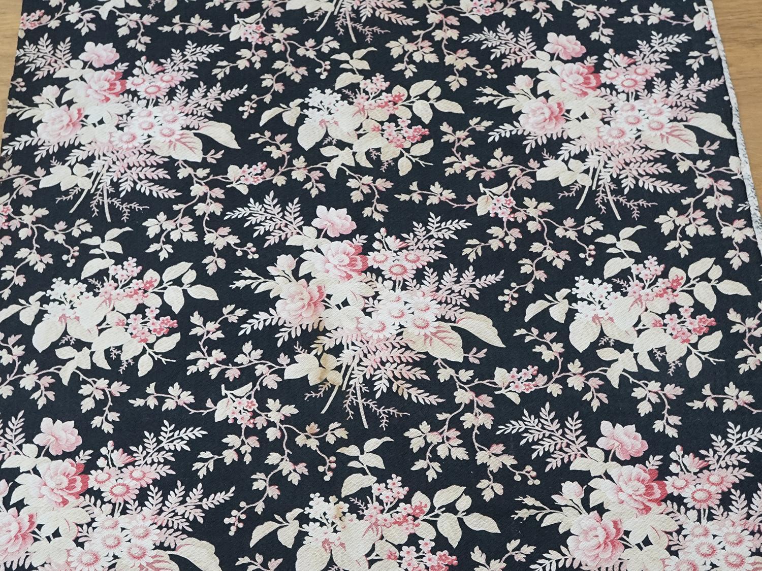 画像15: 19世紀末 アンティーク ナポレオン3世時代 コットン ファブリック 花模様  205 × 80cm (15)