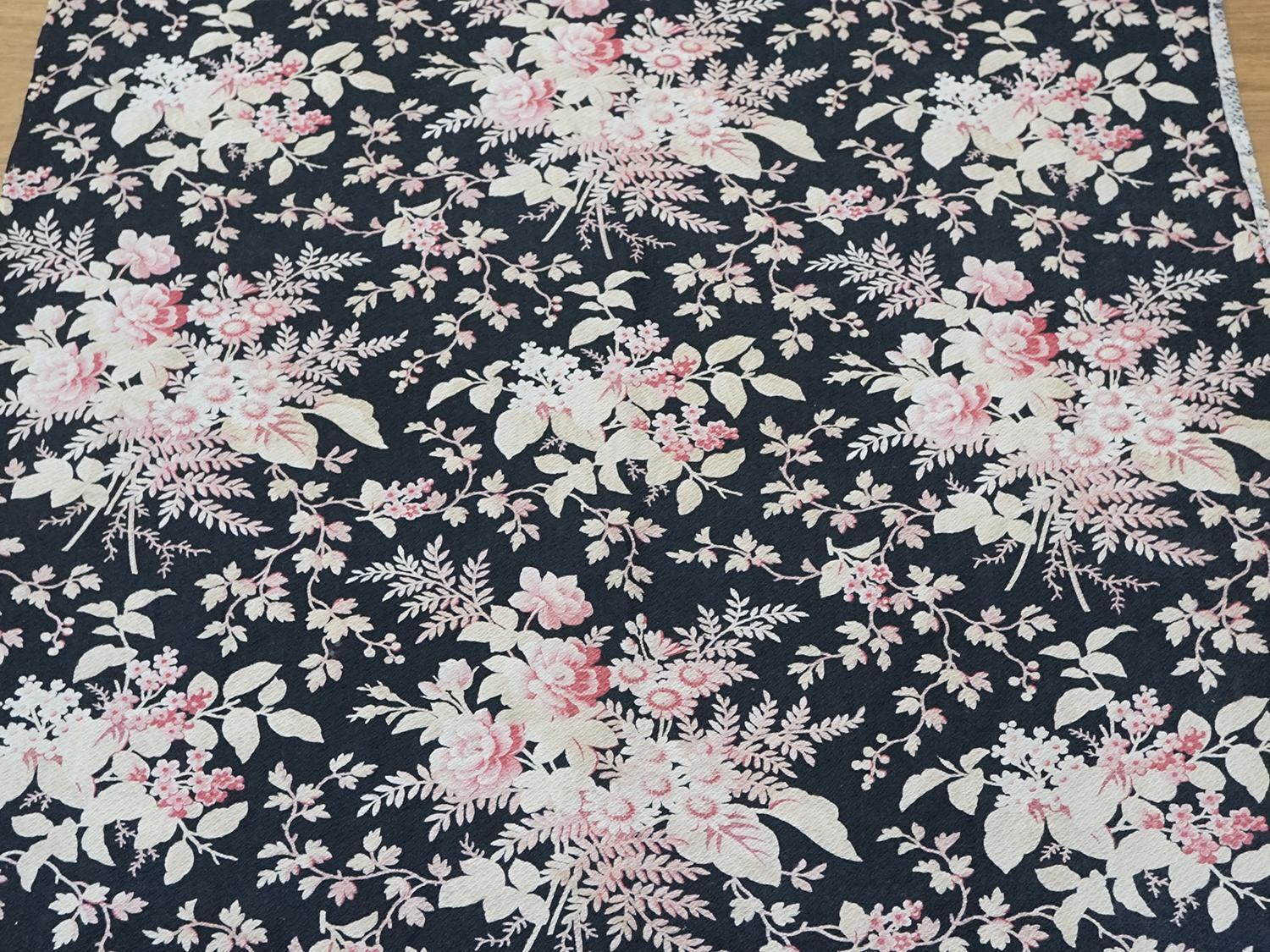 画像16: 19世紀末 アンティーク ナポレオン3世時代 コットン ファブリック 花模様  205 × 80cm (16)
