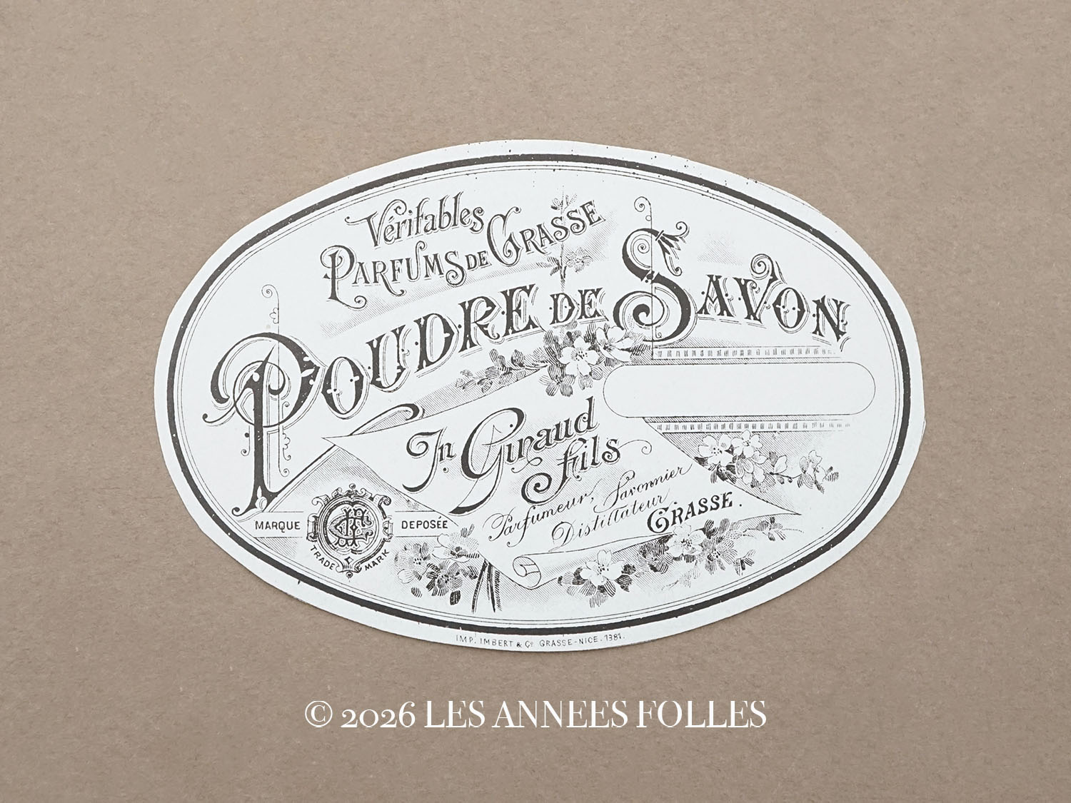 画像1: アンティーク パフュームラベル パウダーソープのラベル  POUDRE DE SAVON - JN.GIRAUD FILS GRASSE - (1)