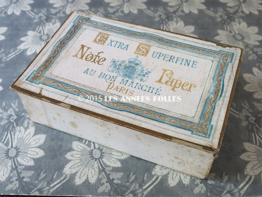 画像2: 1900年代 アンティーク レターセットの紙箱 EXTRA SUPERFINE NOTE PAPER - AU BON MARCHE MAISON BOUCICAUT PARIS - (2)