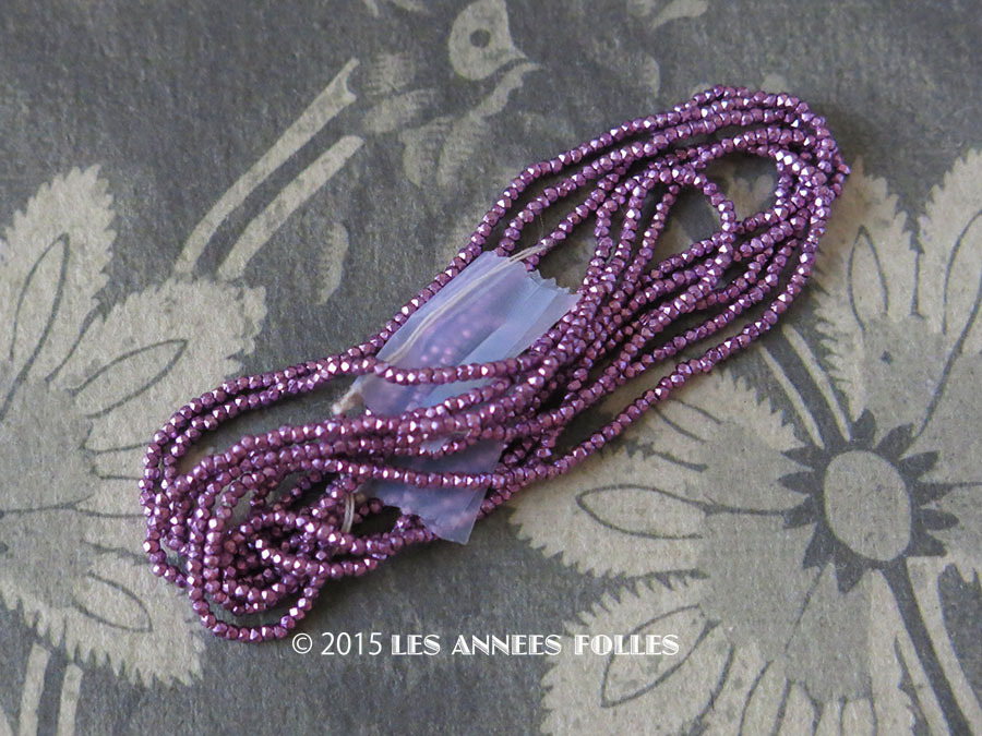 画像1: 1900年代 アンティーク メタル製  ファセット カット入り ビーズ 紫 パープル (1)